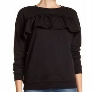 NATION LTD Black Ruffled Sweatshirt